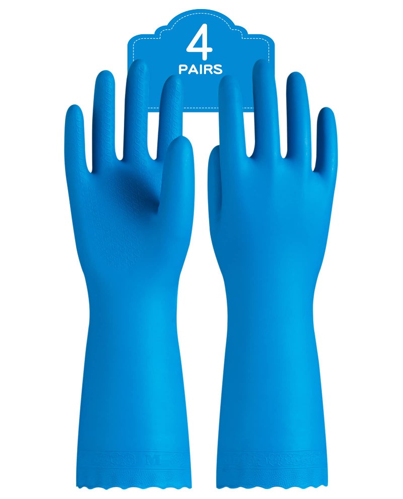 PACIFIC PPE 4 Pairs Reusable Dishwashing Cleaning Gloves with Latex Free, Cotton Lining, Kitchen Gloves, Purple, Small - Image 1